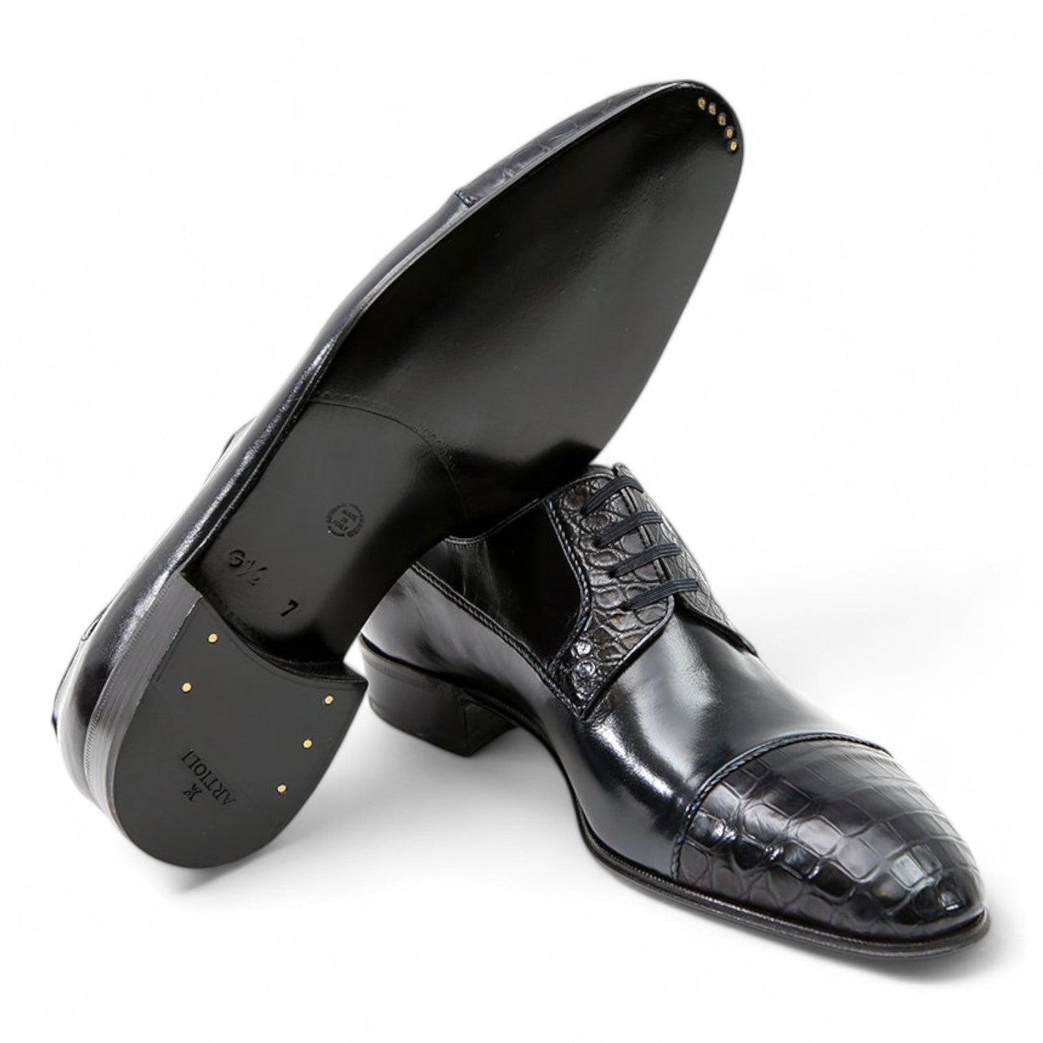 Artioli Oscar Men's Luxury Italian Shoes Alligator Kangaroo