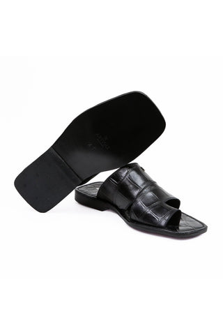 Artioli Pantelleria Alligator Embossed Leather Slip-On Sandal (ART1141)-AmbrogioShoes