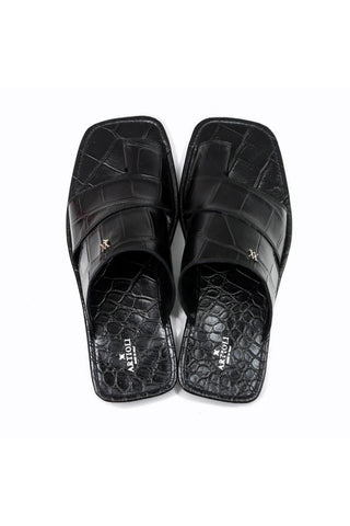 Artioli Pantelleria Alligator Embossed Leather Slip-On Sandal (ART1141)-AmbrogioShoes