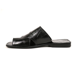 Artioli Pantelleria Men's Shoes Alligator Print Leather Slip-On Sandal (ART1141)-AmbrogioShoes