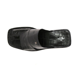 Artioli Pantelleria Men's Shoes Alligator Print Leather Slip-On Sandal (ART1141)-AmbrogioShoes