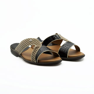 Artioli Riace Exotic Crocodile / Suede Slip-On Sandal (ART1122)-AmbrogioShoes