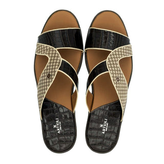 Artioli Riace Men's Shoes Exotic Crocodile / Suede Leather Slip-On Sandal (ART1122)-AmbrogioShoes
