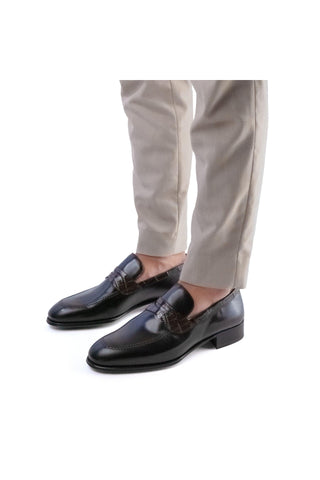 Artioli Ulisse Crocodile & Leather Penny Loafer (ART1183)-AmbrogioShoes