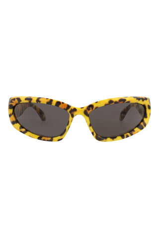 Balenciaga BB0157S Watertransfer Yellow Leopard Sunglasses