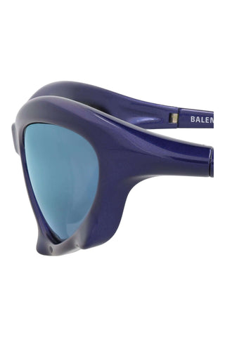 Balenciaga BB0229S Metallic Blue Sunglasses-AmbrogioShoes