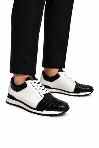 Belvedere 33631 Titan Exotic Crocodile / Lizard / Calf-Skin Leather Sneakers (BV3145)-AmbrogioShoes