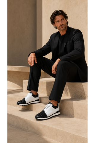 Belvedere 33631 Titan Exotic Crocodile / Lizard / Calf-Skin Leather Sneakers (BV3145)-AmbrogioShoes