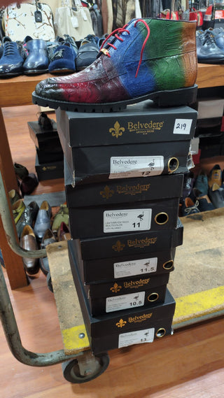 Belvedere Alvaro Ostrich & Leather Boot (219)-AmbrogioShoes