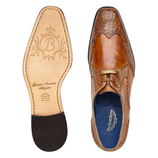 Belvedere Antonio R98 Men's Shoes Exotic Alligator / Calf-Skin Leather Wingtip Derby (BV3187)-AmbrogioShoes