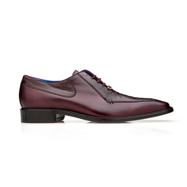 Belvedere Biagio B13 Men's Shoes Burgundy Exotic Ostrich / Calf-Skin Leather Split-Toe Oxfords (BV3116)-AmbrogioShoes