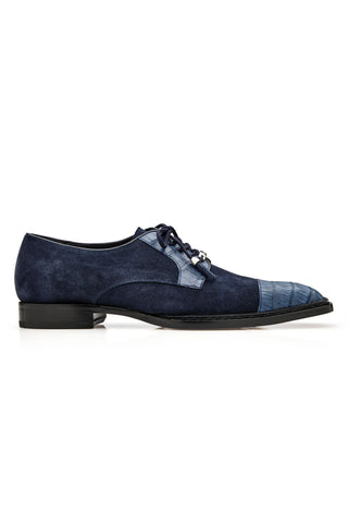 Belvedere Capitano R103 Exotic Oiled Caiman Crocodile / Suede Derby (BV3189)-AmbrogioShoes
