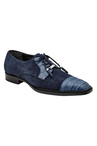 Belvedere Capitano R103 Exotic Oiled Caiman Crocodile / Suede Derby (BV3189)-AmbrogioShoes