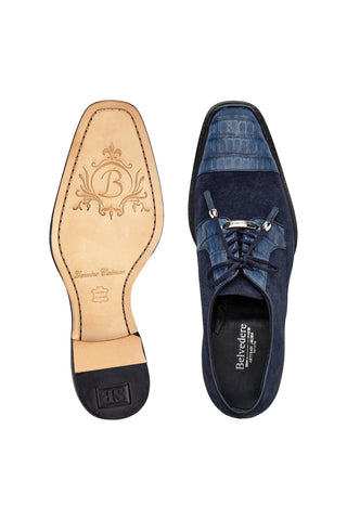 Belvedere Capitano R103 Exotic Oiled Caiman Crocodile / Suede Derby (BV3189)-AmbrogioShoes