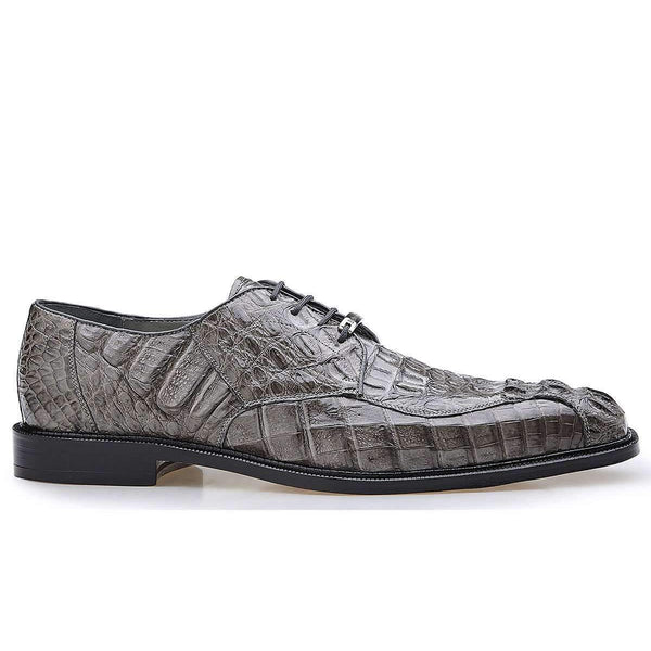 Belvedere Shoes Men's Chapo Gray Genuine Hornback Crocodile Oxfords 1465 (BV2307)-AmbrogioShoes