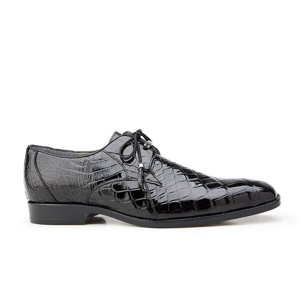 Belvedere Shoes Men's Lago Black Genuine Alligator Oxfords 14010 (BV2316)-AmbrogioShoes