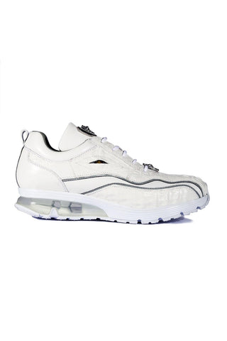 Belvedere E04 Rexy White Crocodile / Leather Eyes Casual Tennis Sneakers (BVS3032)