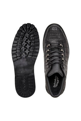 Belvedere Felipe CB06 Exotic Oiled Caiman Crocodile / Calf-Skin Leather Combat Boot (BV3193)-AmbrogioShoes