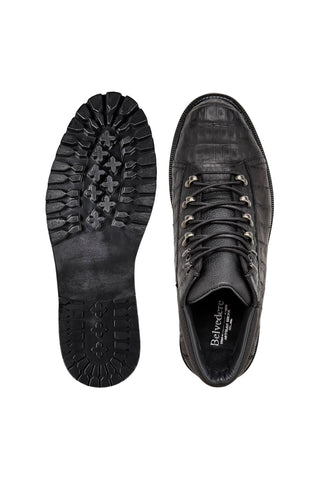 Belvedere Felipe CB06 Oiled Caiman Crocodile / Leather Combat Boot-AmbrogioShoes