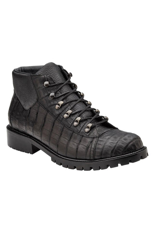 Belvedere Felipe CB06 Oiled Caiman Crocodile / Leather Combat Boot (BV3193)-AmbrogioShoes
