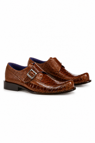 Belvedere Hunter Ostrich & Leather Single Monk Strap