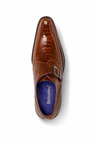 Belvedere Hunter Ostrich & Leather Single Monk Strap