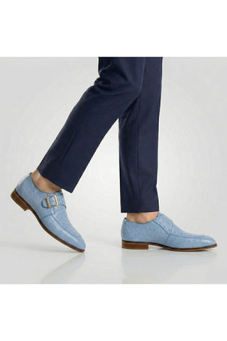 Belvedere Josh 114011 Exotic Ostrich Skin Split-Toe Monk Strap (BV3140)-AmbrogioShoes