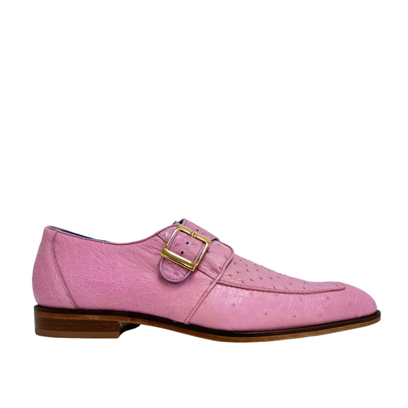 Belvedere Josh 114011 Men's Shoes Rose Pink Genuine Ostrich Split-Toe Monk-strap Loafers (BV3140)-AmbrogioShoes