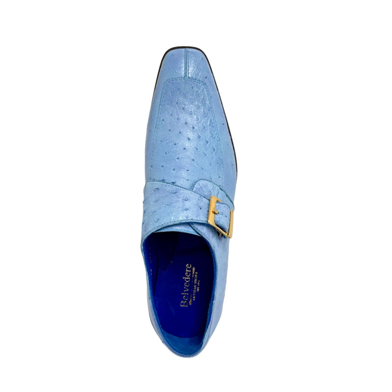 Belvedere Josh 114011 Men's Shoes Summer Blue Genuine Ostrich Split-Toe Monk-strap Loafers (BV3139)-AmbrogioShoes
