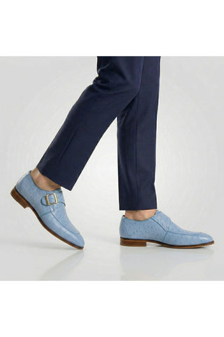 Belvedere Josh 114011 Ostrich Skin Split-Toe Monk Strap (BV3140)-AmbrogioShoes