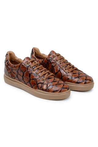 Belvedere Kingstone BR02 Exotic Pirarucu Lace-Up Casual Sneaker (BV3186)-AmbrogioShoes