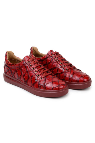Belvedere Kingstone BR02 Exotic Pirarucu Lace-Up Casual Sneaker (BV3186)-AmbrogioShoes