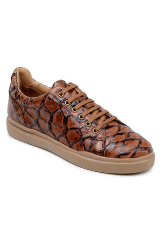 Belvedere Kingstone BR02 Exotic Pirarucu Lace-Up Casual Sneaker (BV3186)-AmbrogioShoes