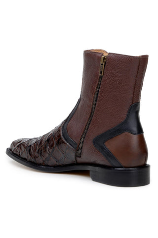 Belvedere Lima BR04 Exotic Pirarucu / Leather Zipper Boot (BV3195)-AmbrogioShoes