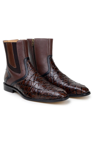 Belvedere Lima BR04 Exotic Pirarucu / Leather Zipper Boot (BV3195)-AmbrogioShoes