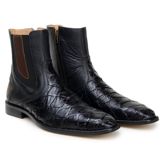 Belvedere Lima BR04 Men's Shoes Exotic Pirarucu / Leather Zipper Boot (BV3195)-AmbrogioShoes