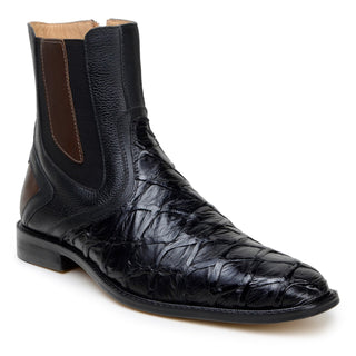 Belvedere Lima BR04 Men's Shoes Exotic Pirarucu / Leather Zipper Boot (BV3195)-AmbrogioShoes