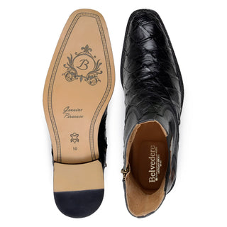 Belvedere Lima BR04 Men's Shoes Exotic Pirarucu / Leather Zipper Boot (BV3195)-AmbrogioShoes