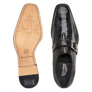 Belvedere Marte R810 Men's Shoes Exotic Ostrich Single Monk-Strap (BV3181)-AmbrogioShoes