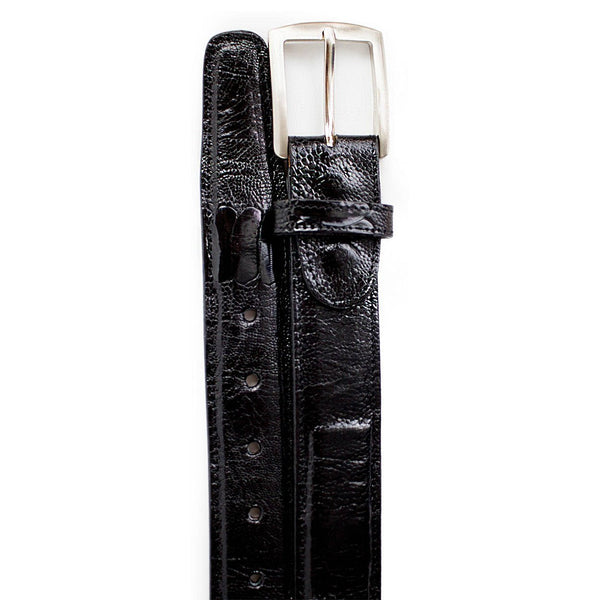 Belvedere Men's Belt Black Ostrich Leg 2000 (BVB2729)-AmbrogioShoes