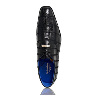 Belvedere R160 Amico Men's Shoes Exotic Ostrich Skin Patchwork Derby (BV3141)-AmbrogioShoes