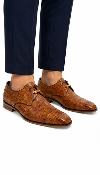 Belvedere R160 Amico Ostrich Patchwork Derby-AmbrogioShoes