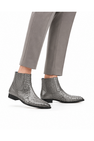 Belvedere R55 Roger Ostrich Ankle Zipper Boots (BV3107)-AmbrogioShoes