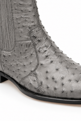 Belvedere R55 Roger Ostrich Skin Ankle Zipper Boots (BV3107)-AmbrogioShoes