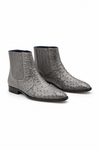 Belvedere R55 Roger Ostrich Skin Ankle Zipper Boots (BV3107)-AmbrogioShoes