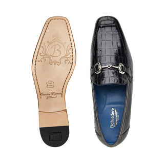 Belvedere Udine 1030 Men's Shoes Exotic Caiman Crocodile / Lizard Horse-bit Loafer (BV3182)-AmbrogioShoes