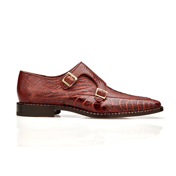 Belvedere Valiente 02442 Men's Shoes Antique Rust Exotic Genuine Ostrich Double Monk-Straps Loafers (BV3150)-AmbrogioShoes