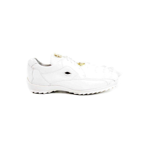 Belvedere Vasco Men's White Hornback Crocodile & Calf Sneakers