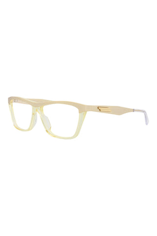 Bottega Veneta BV1133O Brushed Light Gold/Transparent Beige Eyeglasses-AmbrogioShoes