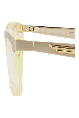 Bottega Veneta BV1133O Brushed Light Gold/Transparent Beige Eyeglasses-AmbrogioShoes